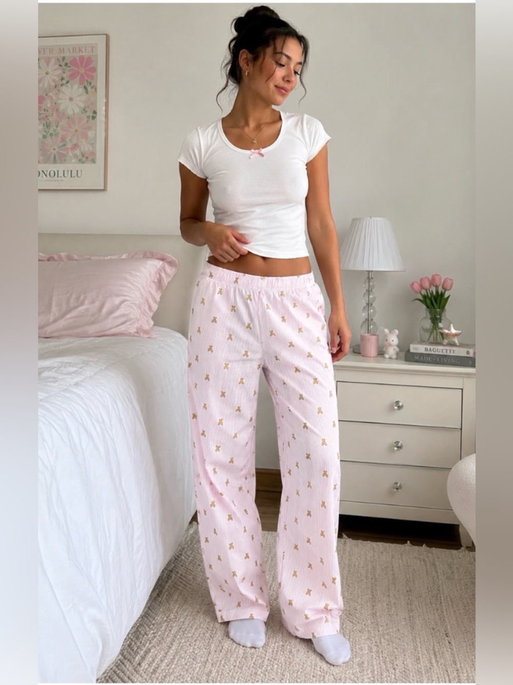🌞Sale 3 for $15Harlow  woman’s M pj pants with cute Bear-Print